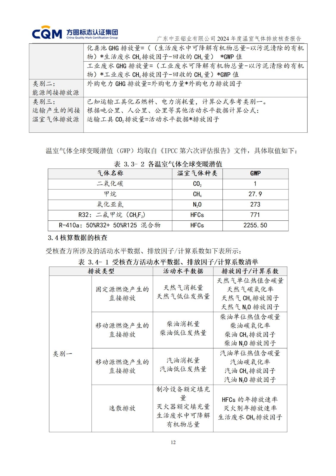 廣東中亞鋁業(yè)有限公司溫室氣體核查報告-ISO14064 - 終稿(圖16)